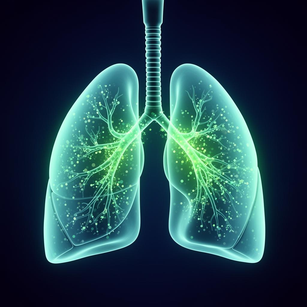 Illustration of healthy lungs supported by Breathe Ease X drops